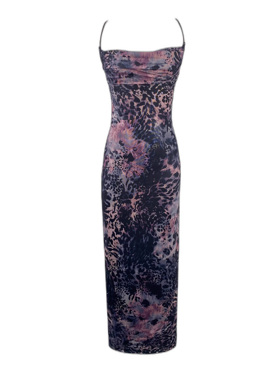 Leopard Print Halter Bodycon Dress