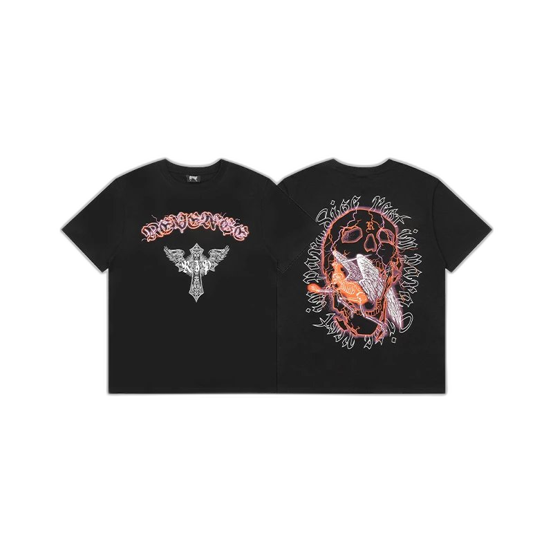 Gothic Text & Sketch Graphic T-Shirt