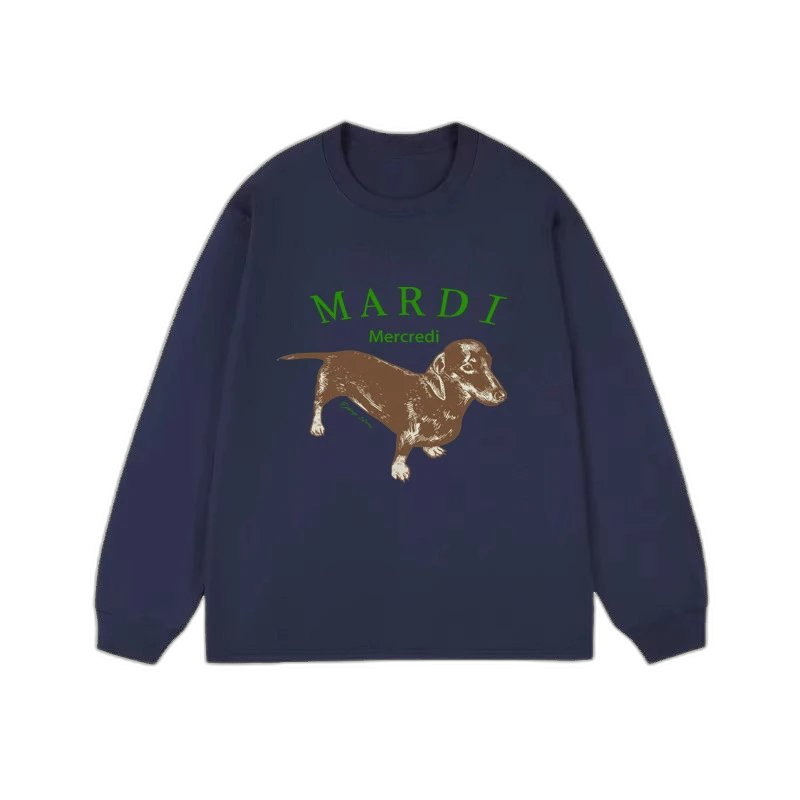 Mardi Mercredi Flower & Dachshund Print Crewneck Sweatshirt Collection