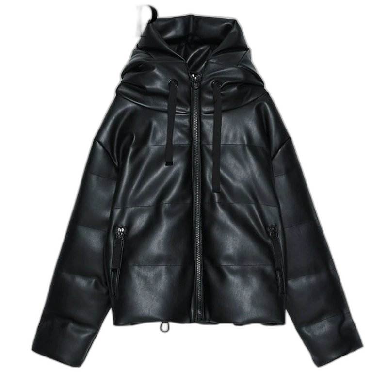 ZA Faux Leather Puffer Jacket