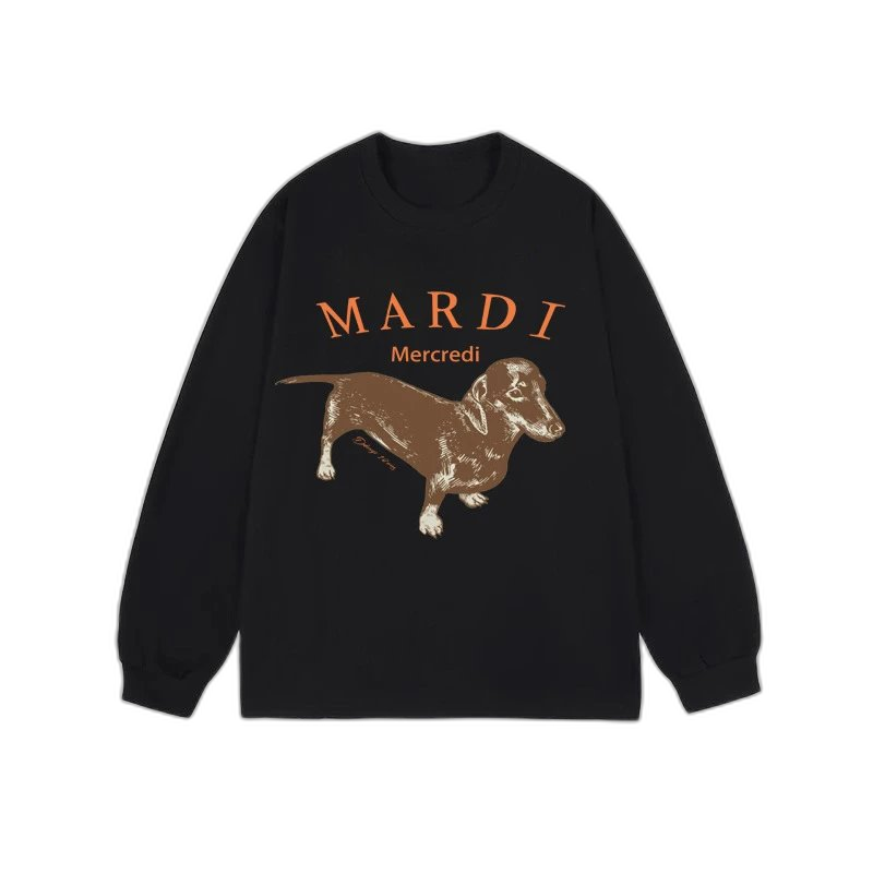Mardi Mercredi Flower & Dachshund Print Crewneck Sweatshirt Collection