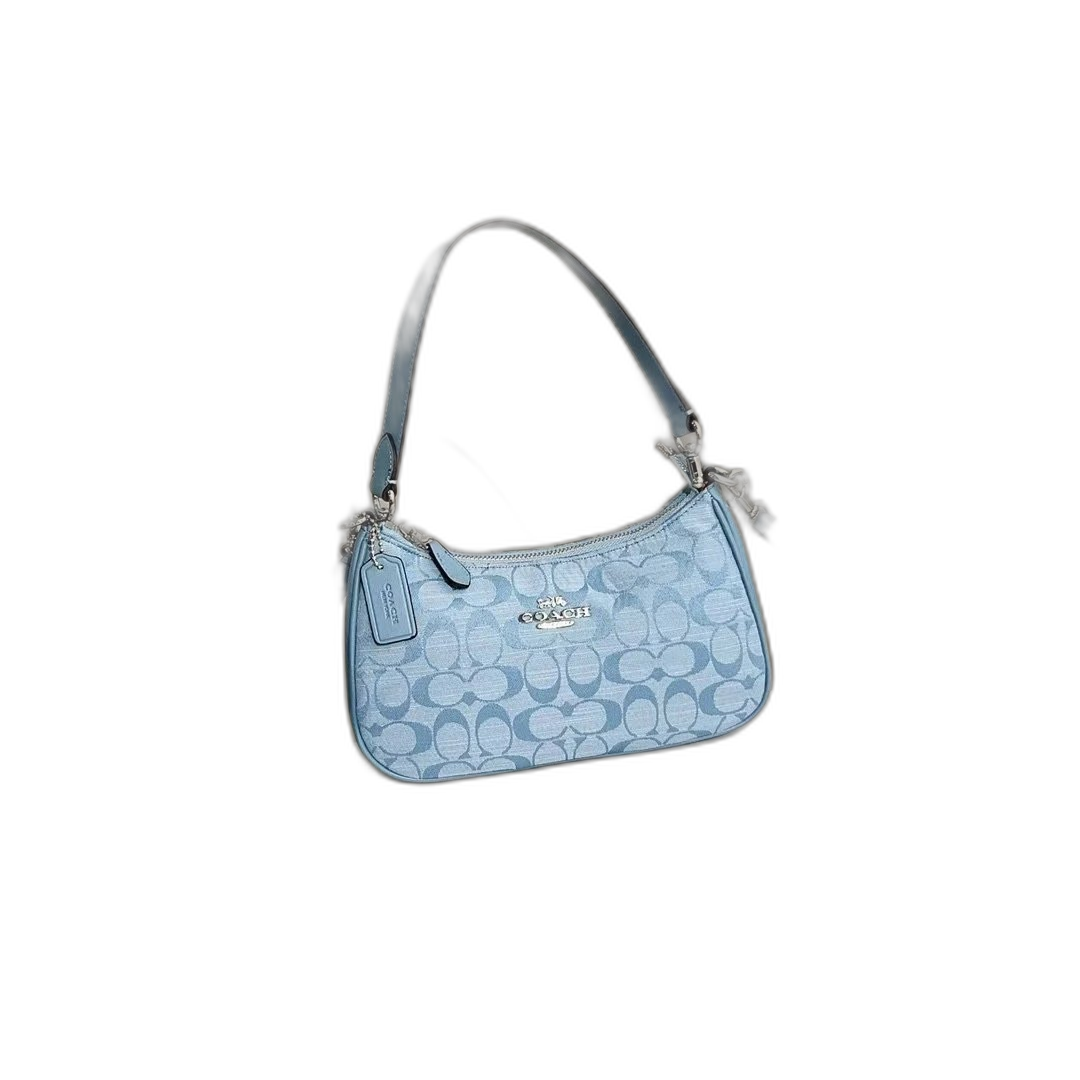 Coach Teri Shoulder Bag in Signature Canvas with Snakeskin Detail