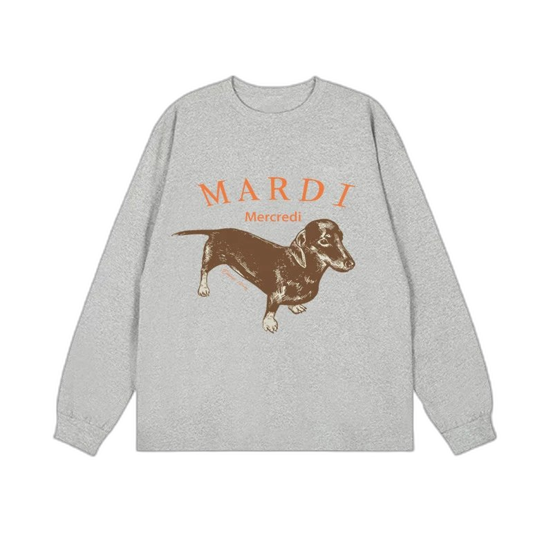 Mardi Mercredi Flower & Dachshund Print Crewneck Sweatshirt Collection