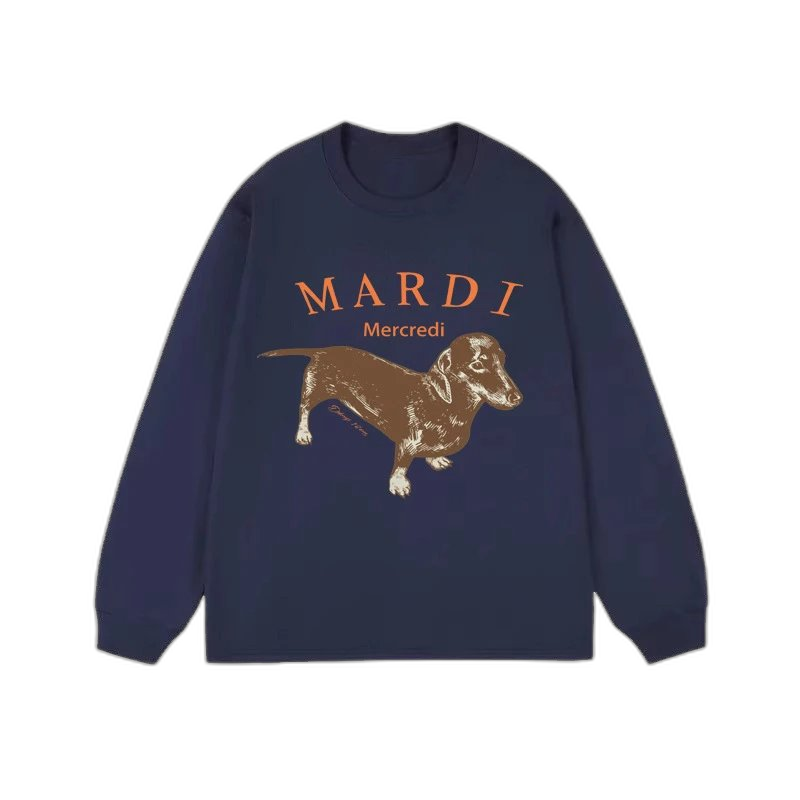 Mardi Mercredi Flower & Dachshund Print Crewneck Sweatshirt Collection