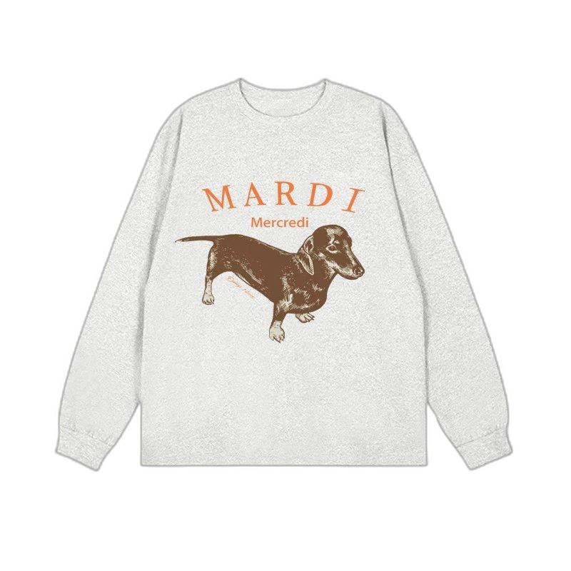 Mardi Mercredi Flower & Dachshund Print Crewneck Sweatshirt Collection