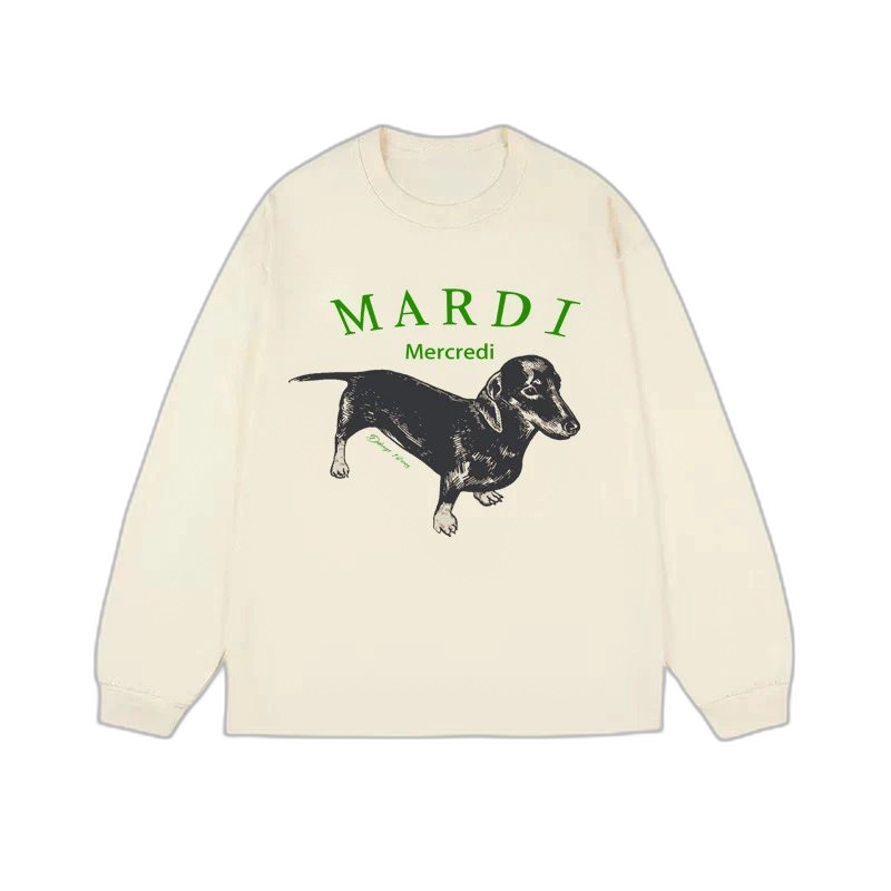 Mardi Mercredi Flower & Dachshund Print Crewneck Sweatshirt Collection