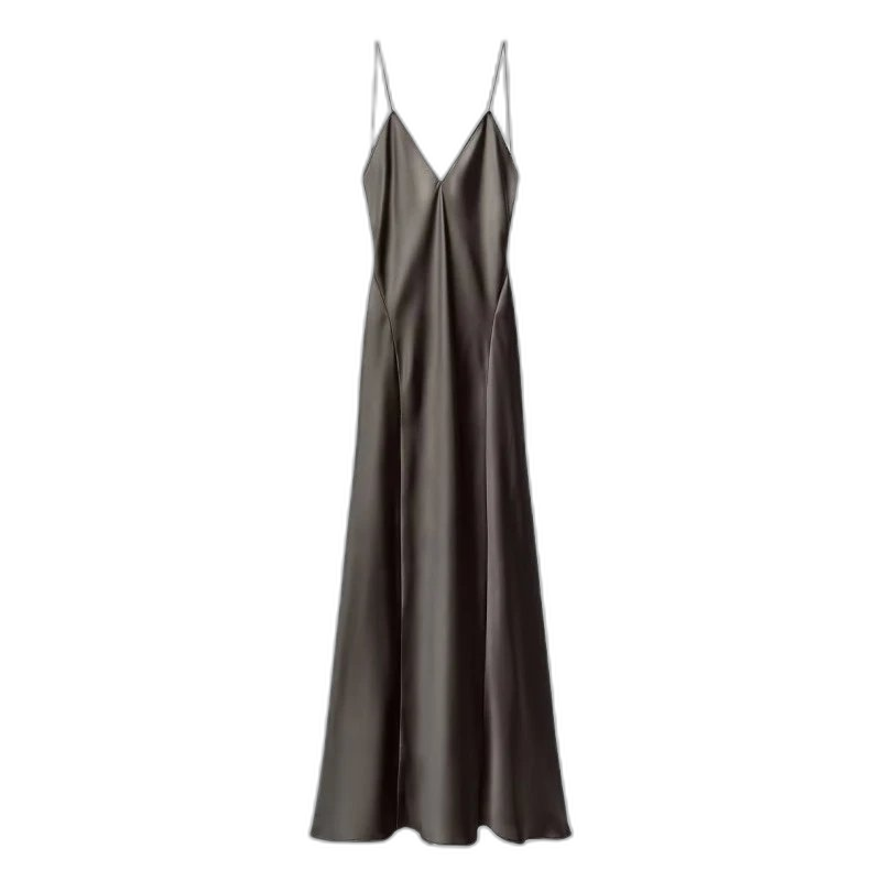 Satin Maxi Slip Dress with Thin Straps