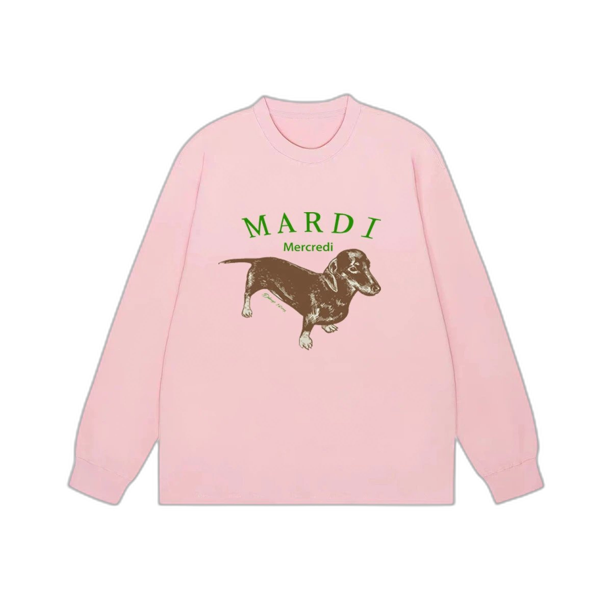 Mardi Mercredi Flower & Dachshund Print Crewneck Sweatshirt Collection