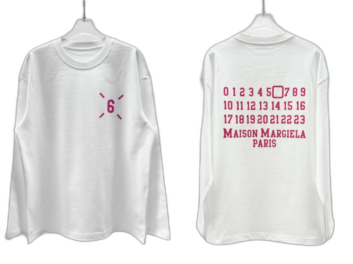 Long Sleeve T-Shirt with Abstract Colorful Graphic and Number 6 Design