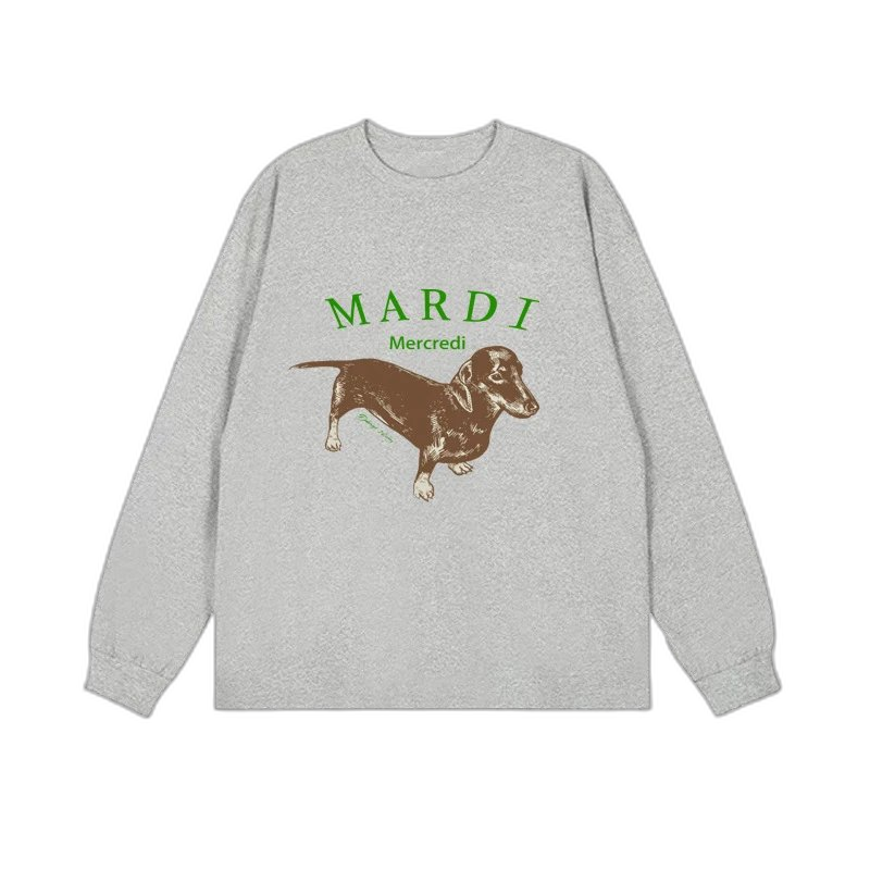 Mardi Mercredi Flower & Dachshund Print Crewneck Sweatshirt Collection