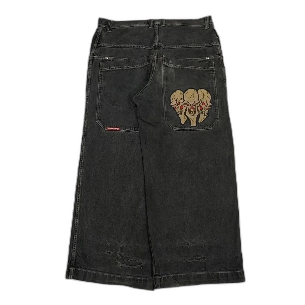 Playing Card Embroidered Wide Leg Jeans