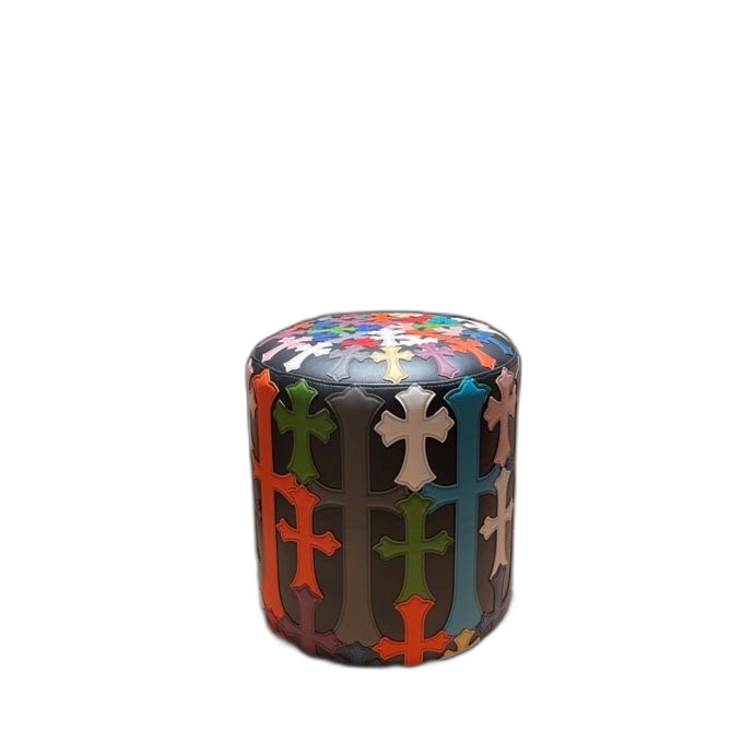 Chrome Hearts-style Cross Pattern Leather Stools