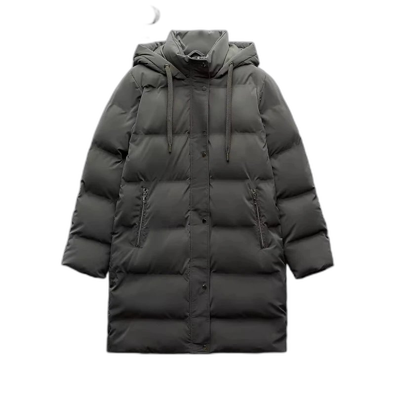 ZA Dark Hooded Puffer Coat