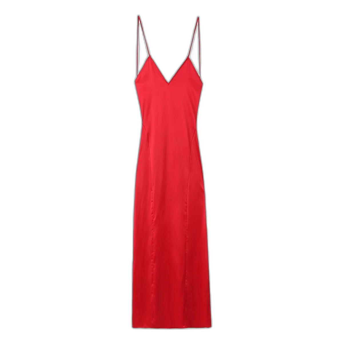 Satin Maxi Slip Dress with Thin Straps