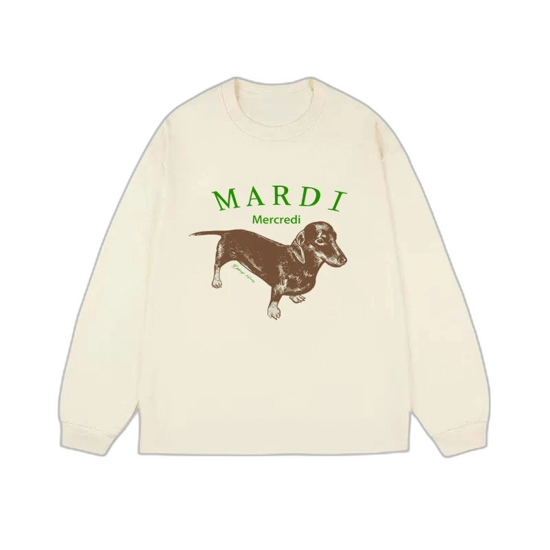 Mardi Mercredi Flower & Dachshund Print Crewneck Sweatshirt Collection
