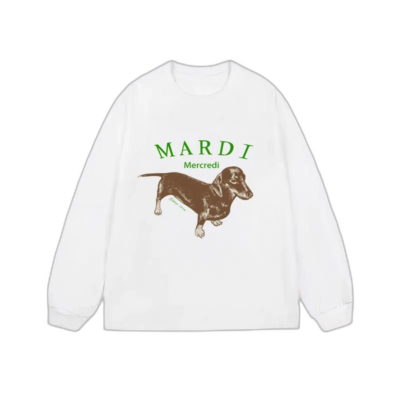 Mardi Mercredi Flower & Dachshund Print Crewneck Sweatshirt Collection