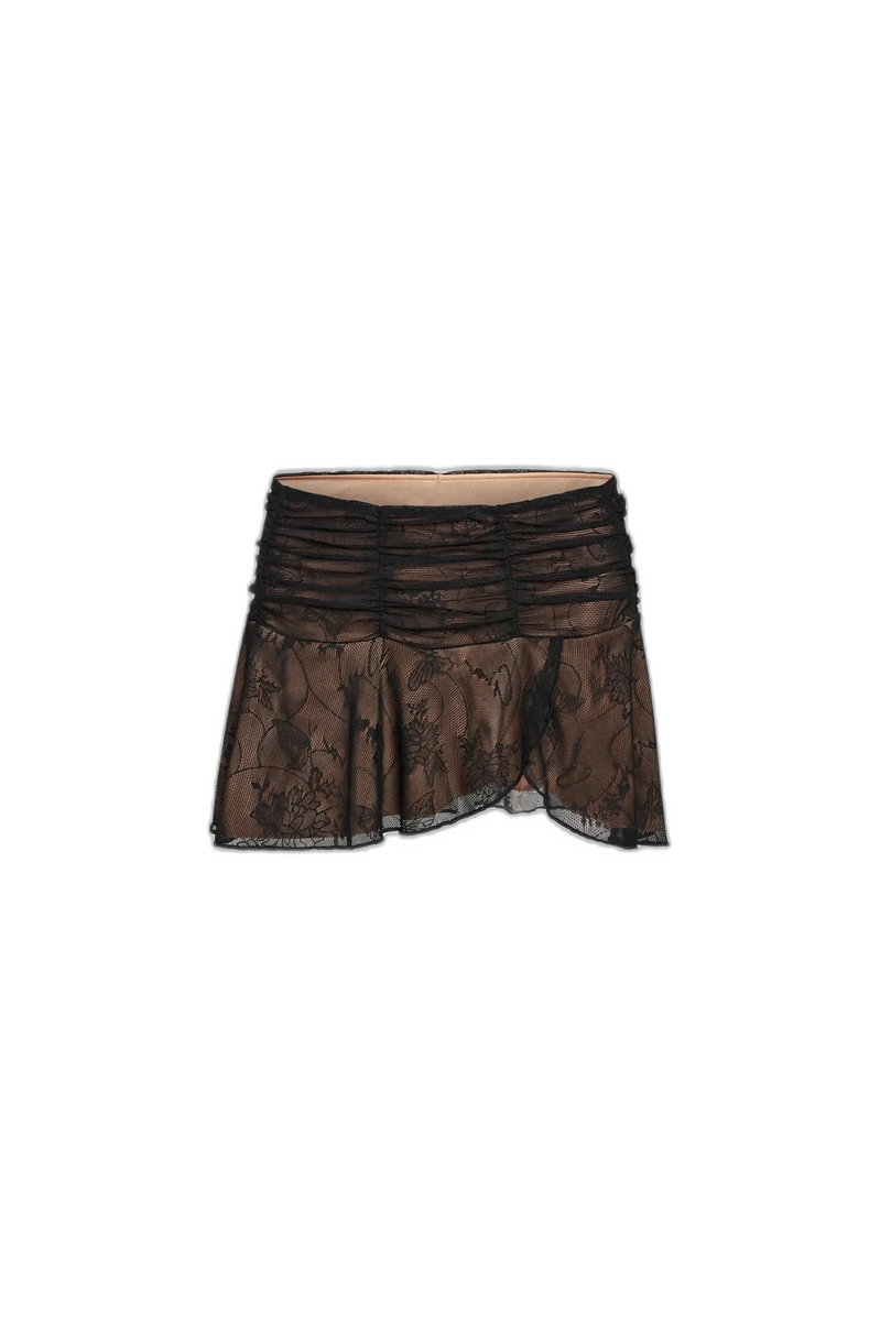 Butterfly Lace Ruched Mini Skirt