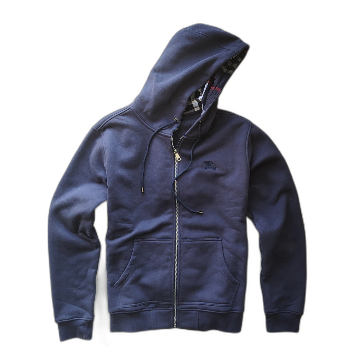 Burberry Zip-Up Hoodie with Check Lining