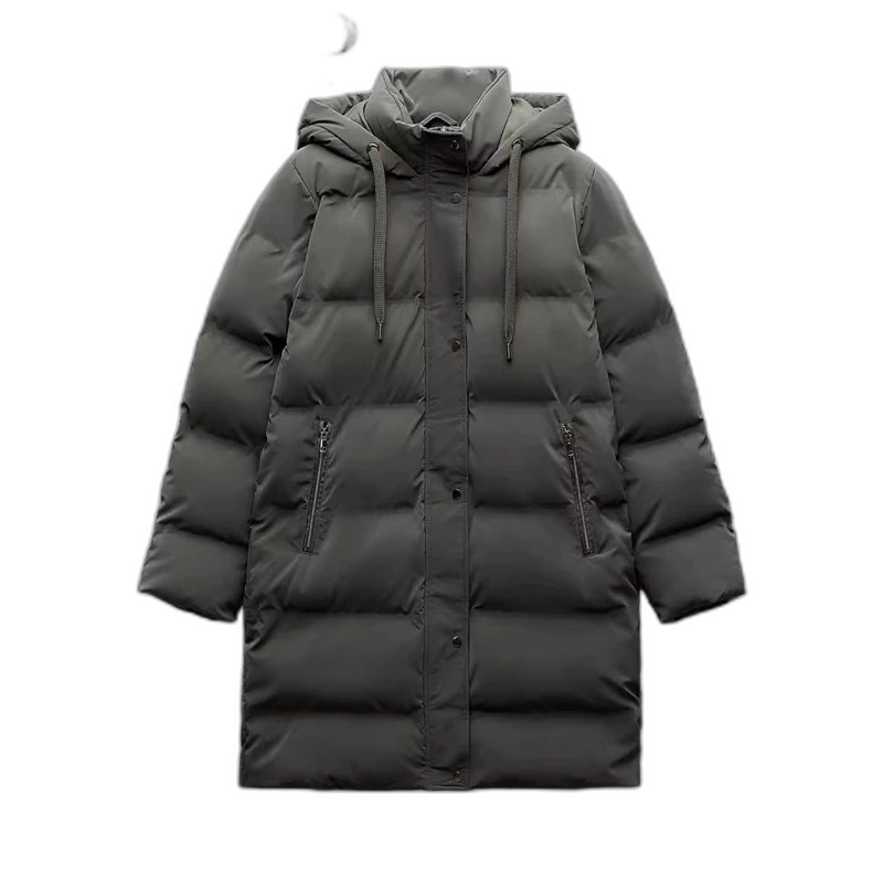 ZA Dark Hooded Puffer Coat