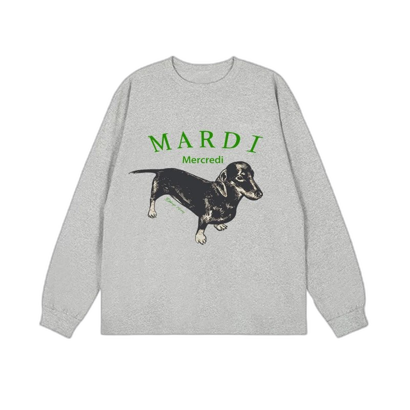 Mardi Mercredi Flower & Dachshund Print Crewneck Sweatshirt Collection