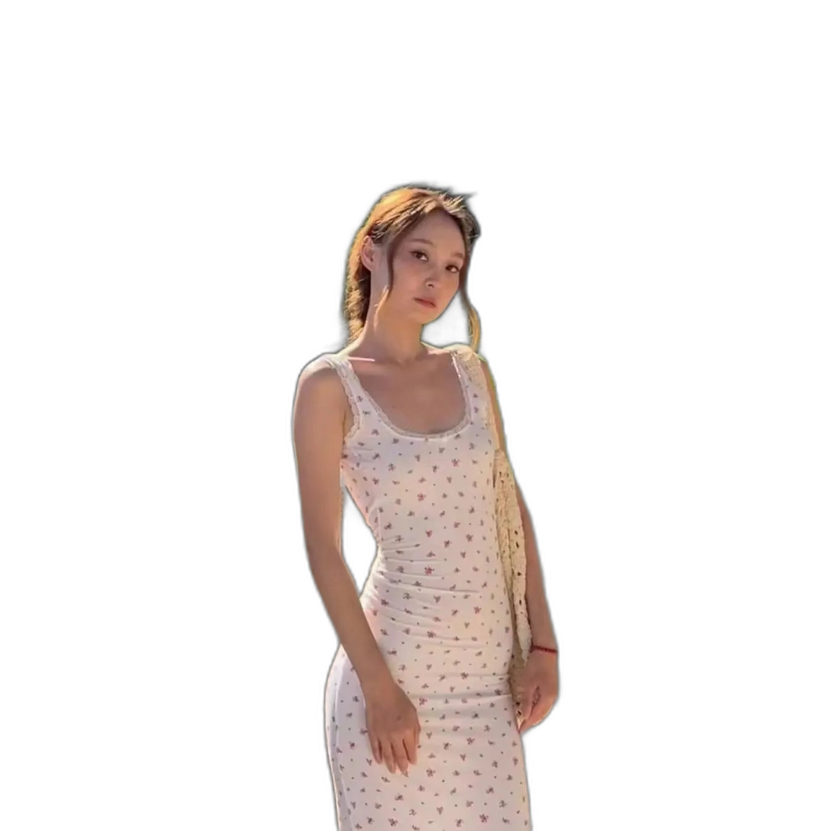 Light Floral Print Sleeveless Maxi Dress