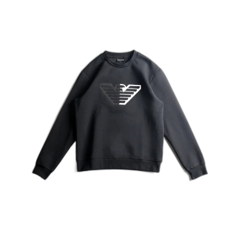 Emporio Armani Crewneck Sweatshirt with Contrast Eagle Logo