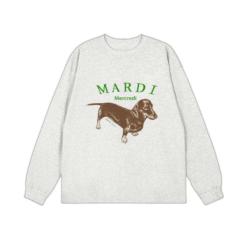 Mardi Mercredi Flower & Dachshund Print Crewneck Sweatshirt Collection