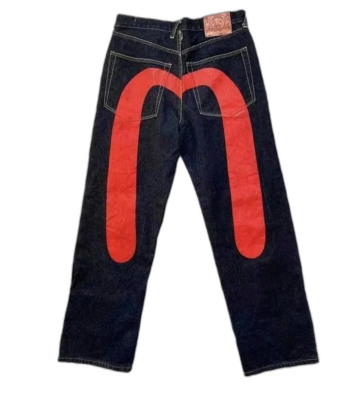 Evisu Dark Wash Jeans with Large Daicock Logo