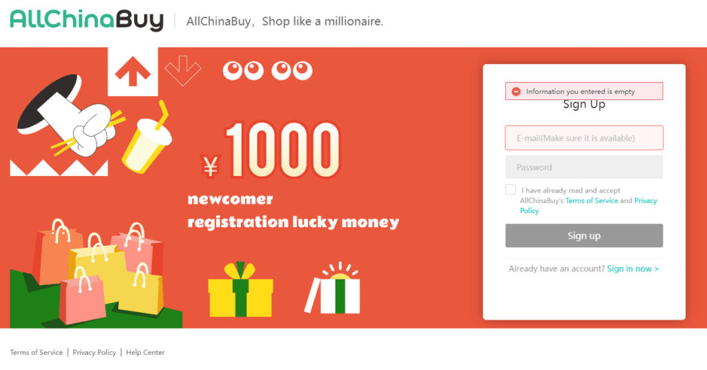 How to register on ALLCHINABUY